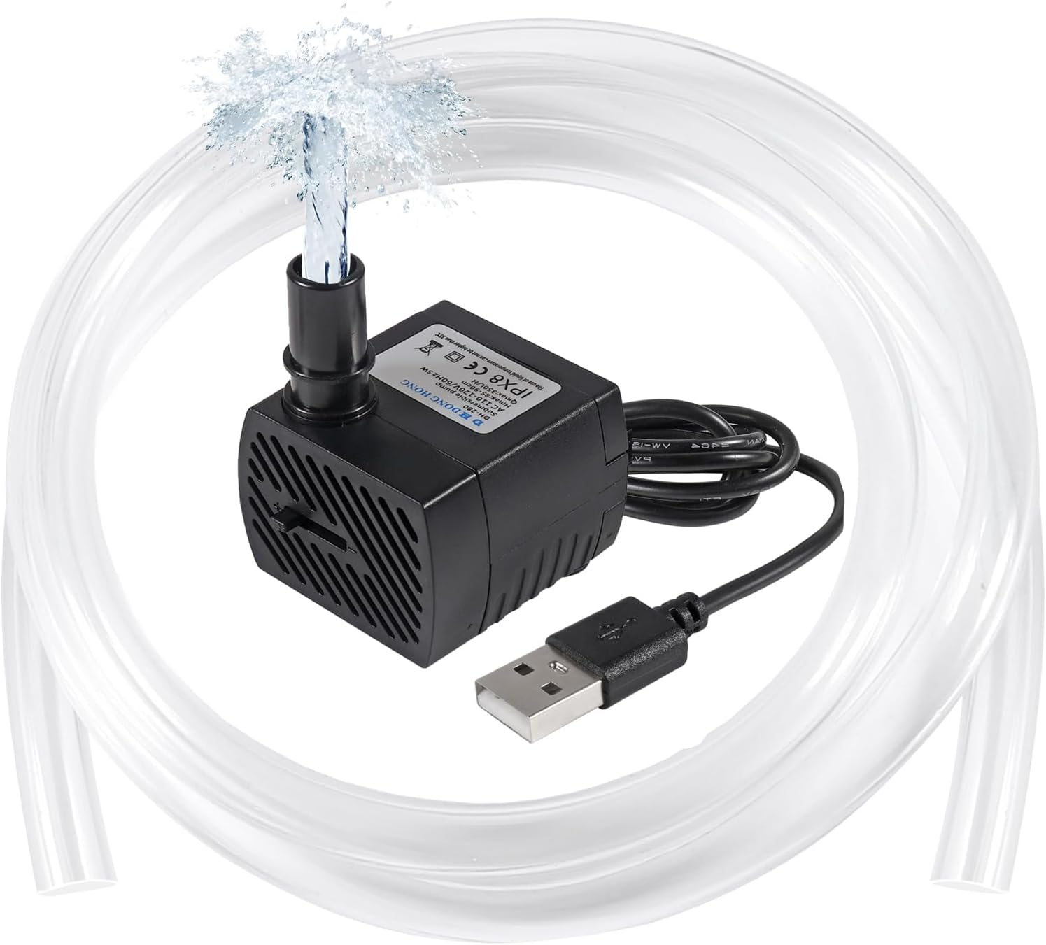 DIANN Mini Water Pump DC 5V Submersible Pump USB Small Fountain Pump (3W 200L/H) with Tubing for Aquariums Fish Tank Aquarium Fountain Adjustable Flow image number 3