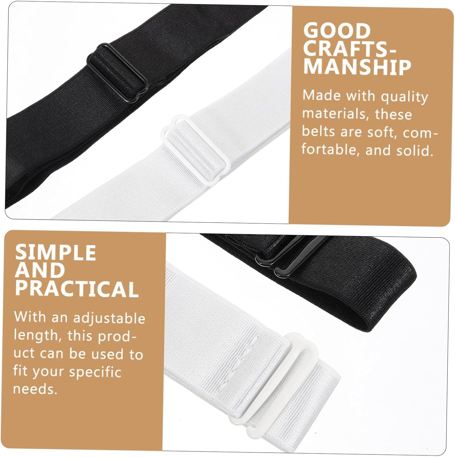 COHEALI 2Pcs Adjustable Elastic Tuck Bands for Cropping Shirts, Black and White Shirt Belts for Women, Fashionable Clothing Accessories for Daily Wear and Parties image number 3