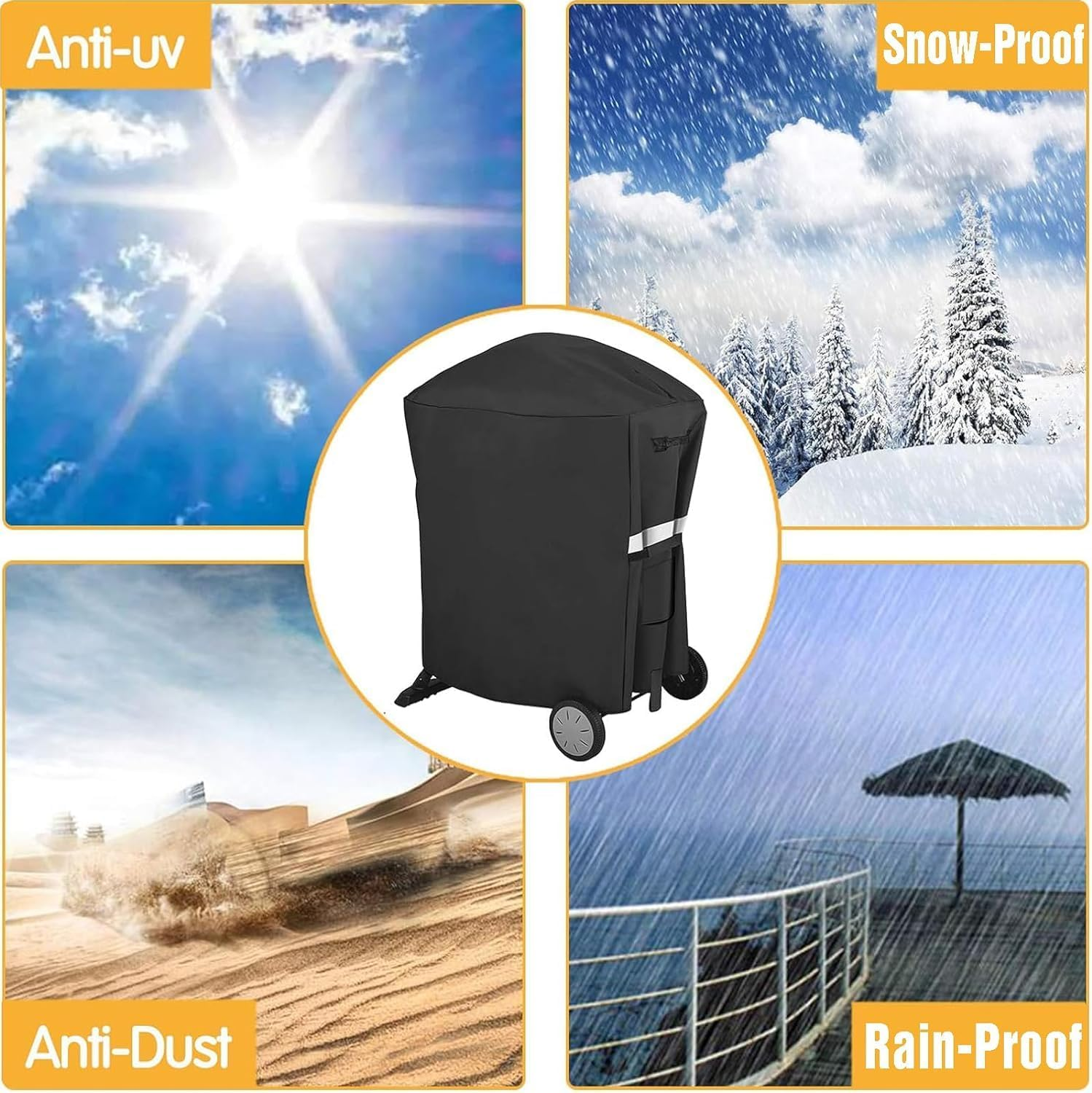 Grill Cover for Weber Q100/1000/1200, Q200/2000/2200 Series, Compatiable with Weber 7113, Waterproof Anti-Fade Grill Covers for Weber 50060001 51060001 54060001 Liquid Propane Grill