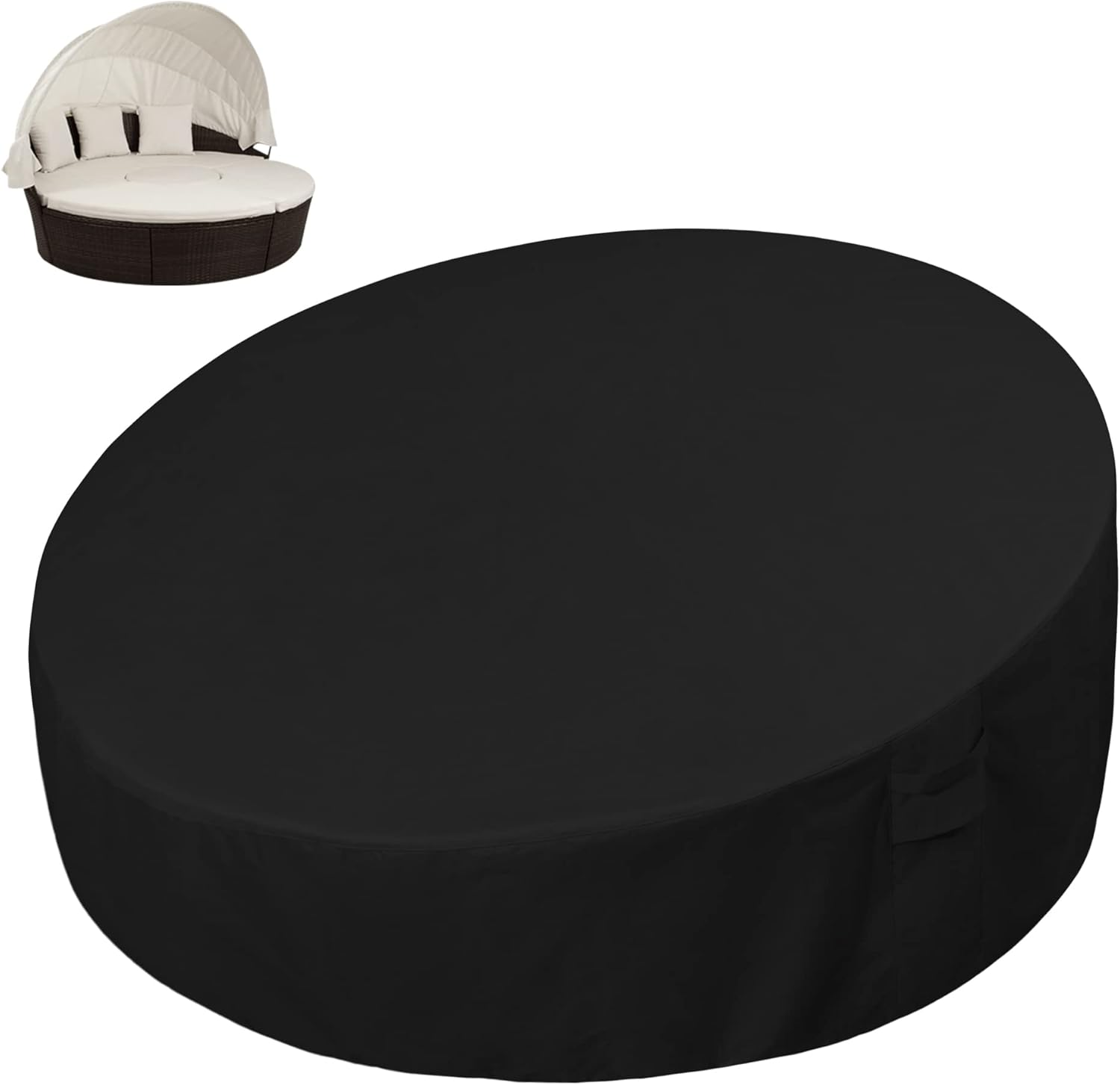 Easy-Going Heavy Duty 600D Outdoor Daybed Cover 75 Inch UV Resistant Patio round Sofa Cover Waterproof Outdoor Canopy Daybed Sofa Cover with Air Vent 75" Dia X 35"/18" H, Camel