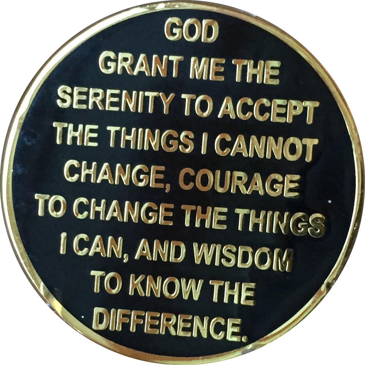 3 Year AA Medallion Glossy Elegant Black Gold Silver Bi-Plate Sobriety Chip image number 2