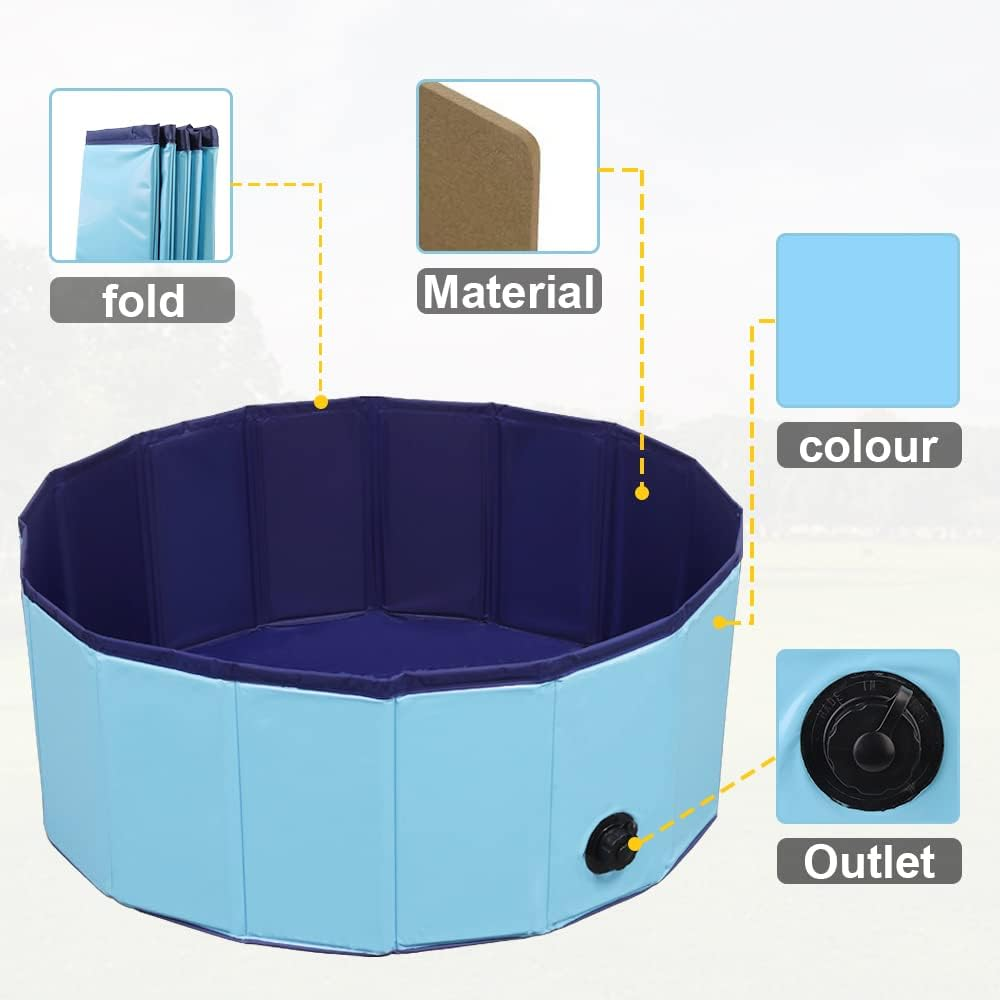 Dog Pool Foldable Pet Pool Dog Swimming Pool Pet Swimming Pool PVC Non-Slip Pool for All Kinds of Pets (32X8In) image number 6