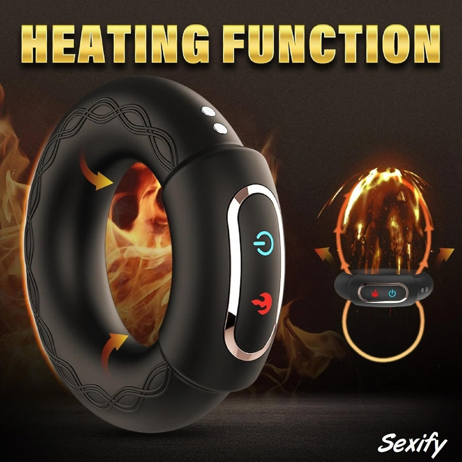 Vibrating Cock Ring 10 Vibrations with Heating Penis Ring Vibrator Toys for Men Adult Delay Ejaculation Male Couples USB Rechargeable Sex Toy image number 4