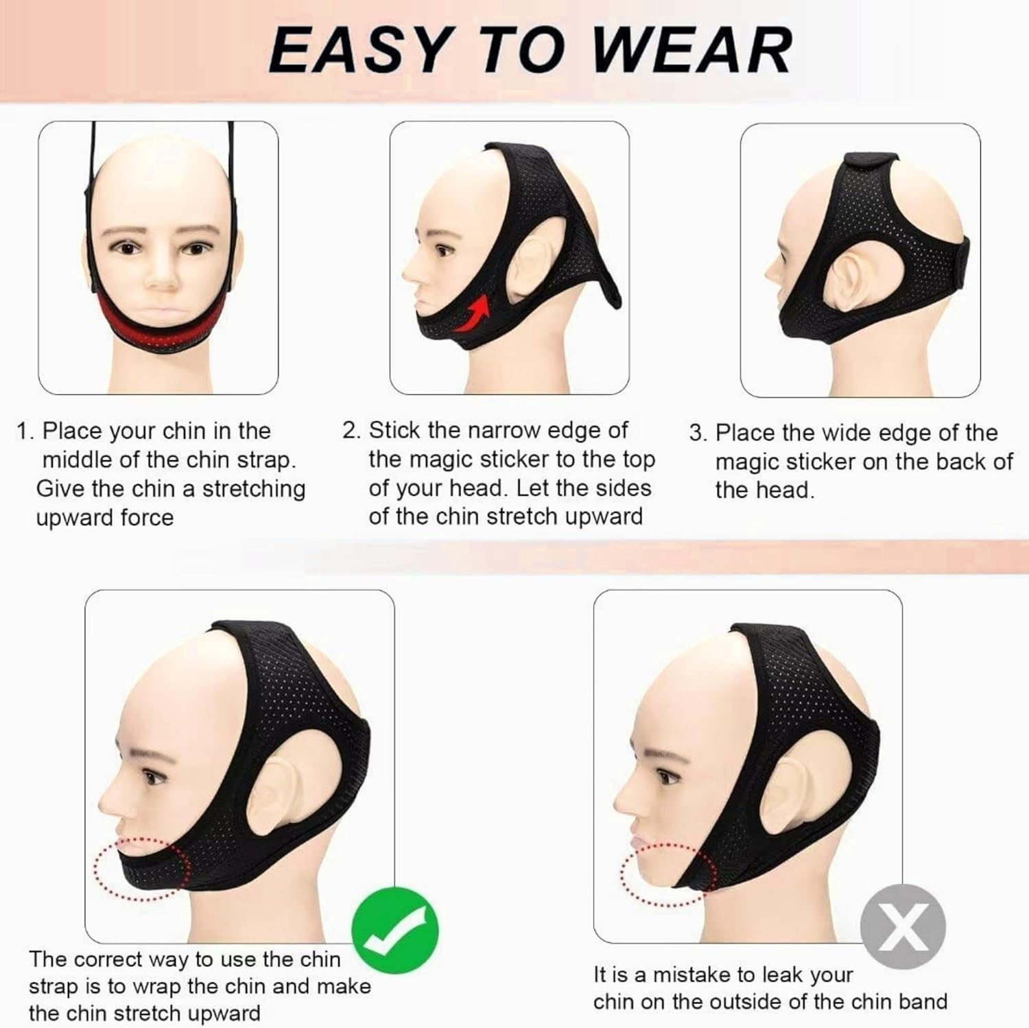 Upgraded anti Snore Device, anti Snore Chin Strap, Skin-Friendly, Breathable Chin Strap for Sleeping, Adjustable anti Dry Mouth Chin Strap image number 4