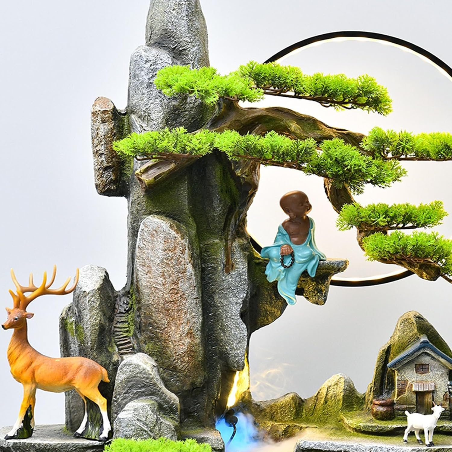 Outdoor Fountain Water Fountain Indoor - Floor Standing with Jar Small Feng Shui Zen Waterfall W/LED Light & Soothing Sounds for Office Home Decor image number 5