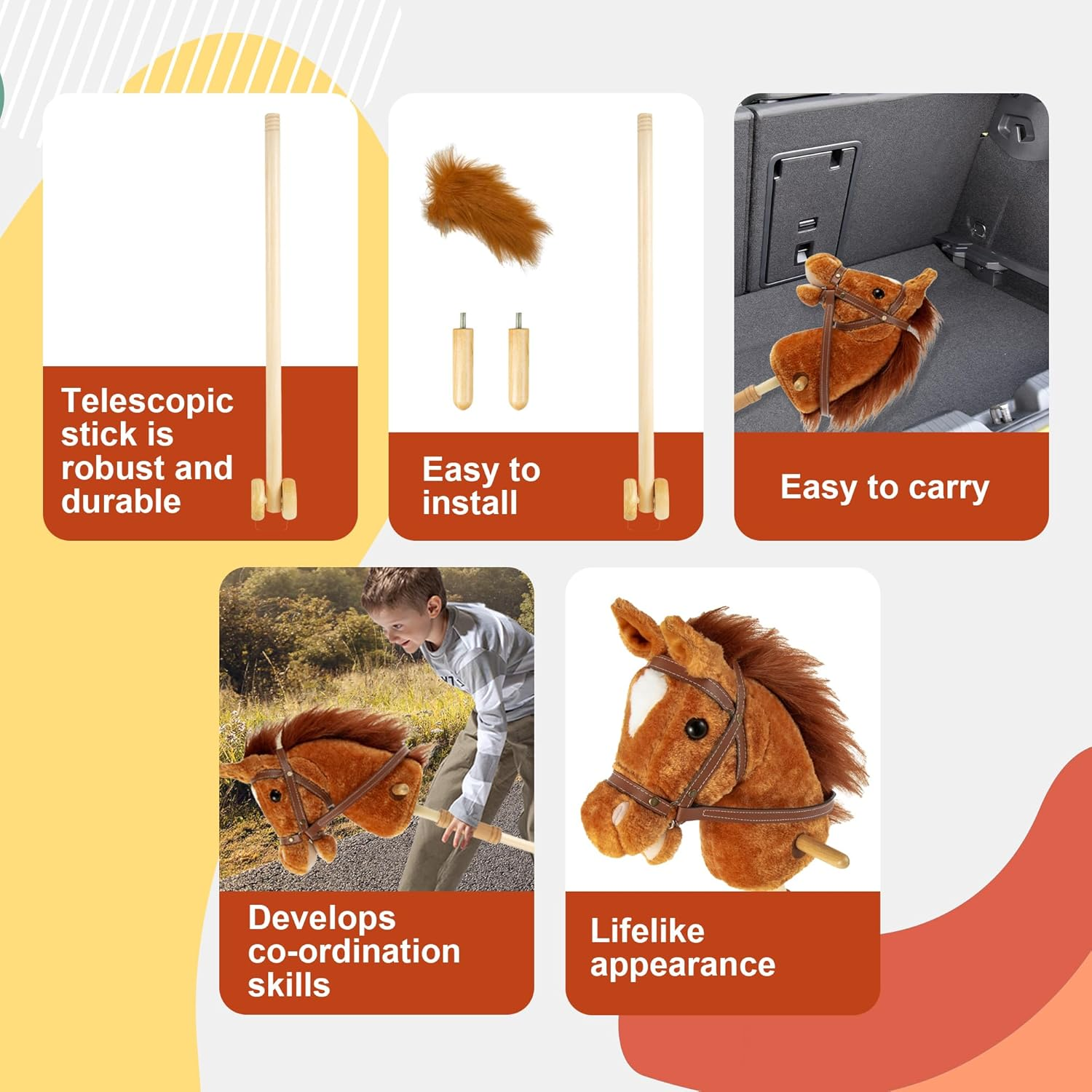 Morytale Plush Horse Riding 39Inch,Horse Provides Fun Pretend Play for Toddlers & Preschoolers， Clip-Clop Sounds image number 5