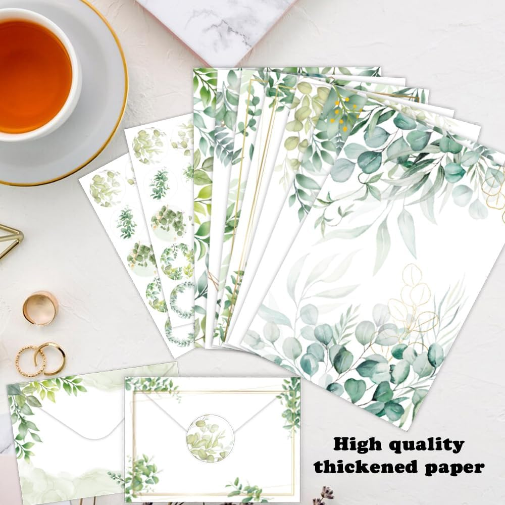 50 Sheets of Stationery with Envelopes, 10 Ddesigns of Stationery with 3 Sticker Sheets, Elegant Stationery Set for Invitation Cards, Congratulations Cards, Set D image number 4