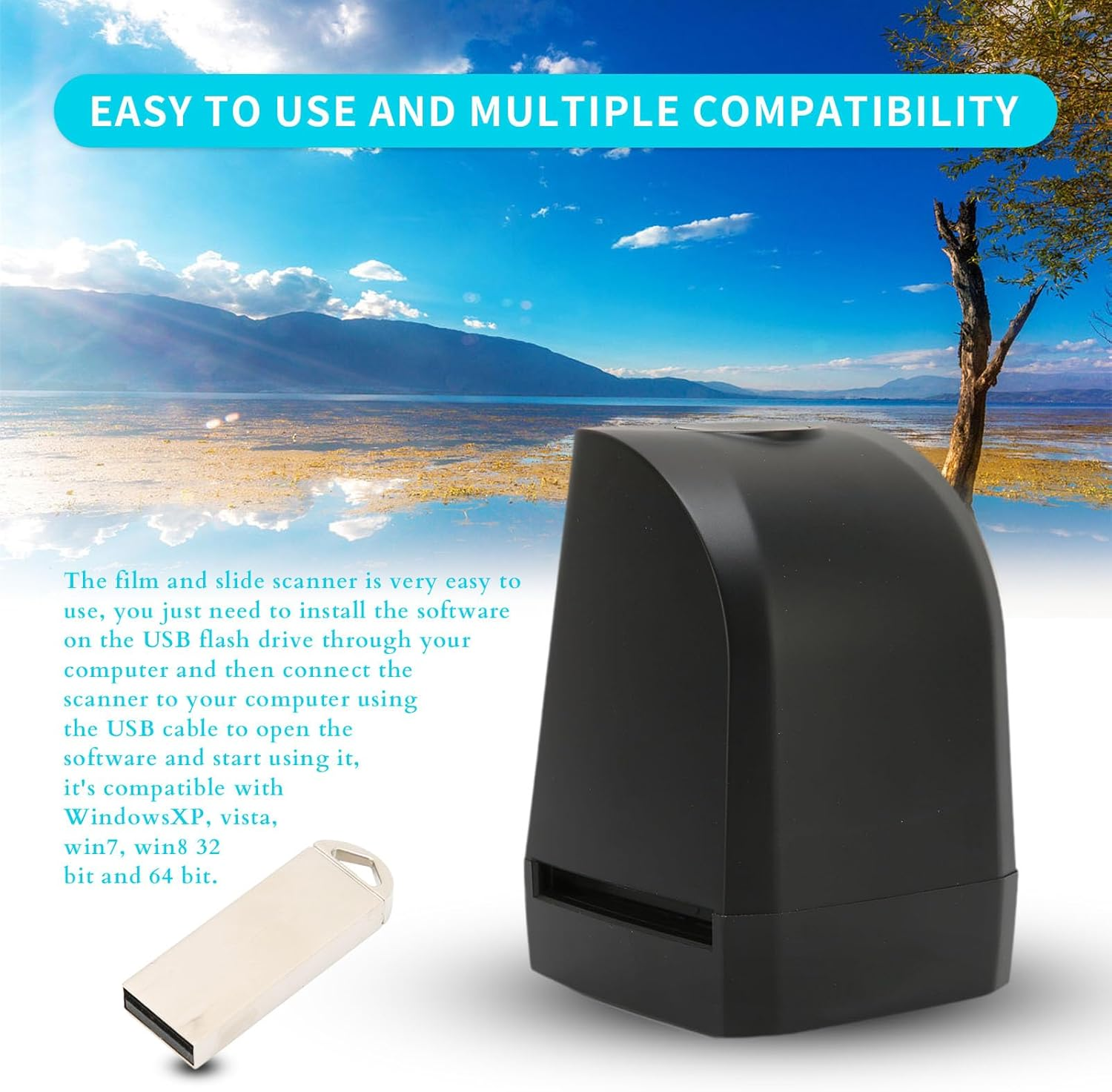 135 Mm 35 Mm Film Negative Slide Scanner, 8 Megapixel Cmos Sensor Film Scanner, USB Connection One Touch Scanning Scanner for Windows XP Vista 7 8 10 image number 2