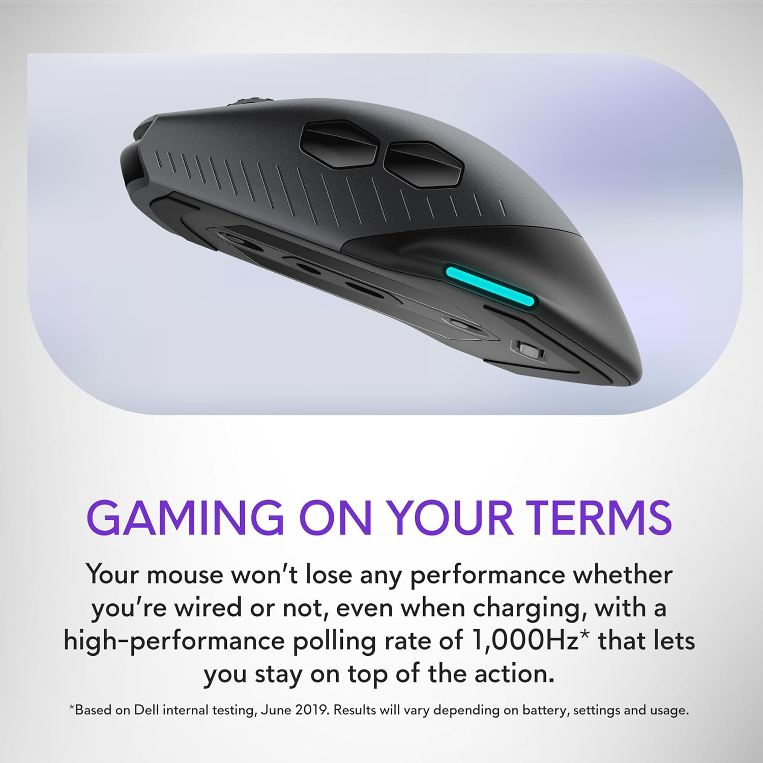 Alienware Wired/Wireless Gaming Mouse AW610M - 16000 DPI Optical Sensor, 350 Hour Rechargeable Battery, 7 Buttons, 3-Zone 16.8M Alienfx RGB Lighting, Ergonomic - Dark Side of the Moon image number 3