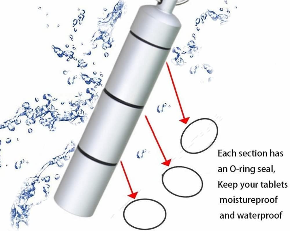 3PCS Portable Pill Case Keychain, 3 Compartment Aluminum Alloy BPA Free Waterproof Sealed Pill Boxes and Stackable Organizer Daily Pill Container for Outdoor Travel Camping image number 4