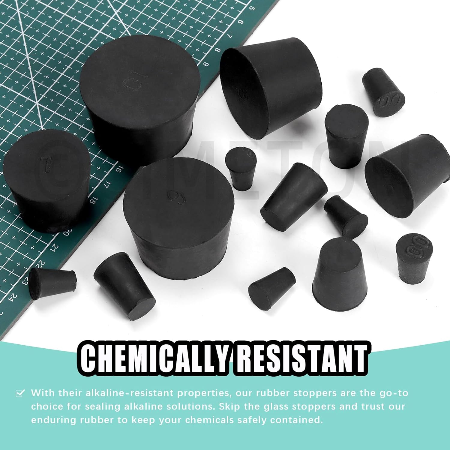 32PCS Solid Rubber Stoppers Assortment Kits 000#-10# 13 Assorted Sizes Black Lab Plug Tapered Lab Seal Rubber Stoppers for Pipe Tank Bottle Sealing(Black)