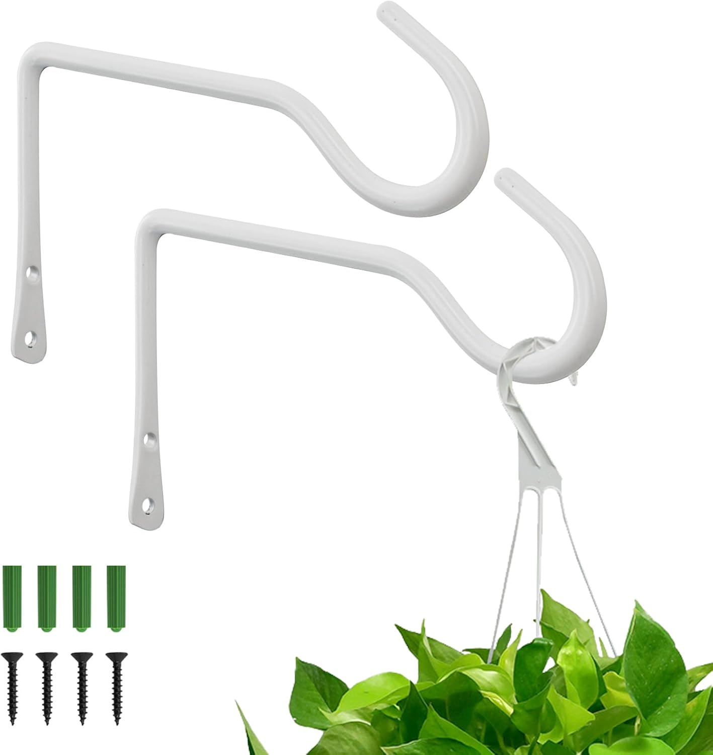 Mrmrkura 2 Pack 6 Inch Hanging Plant Bracket, Metal Plant Hangers, Wall Mount Planter Hooks for Bird Feeder Hanger/Lanterns/Wind Chimes (White) image number 5