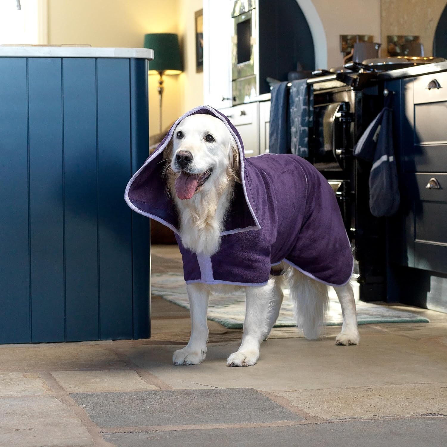 Lucky Paws&reg; UK Dog Drying Coat - Double-Layer Robe for Faster Drying, Super Absorbent Towel & Ultra Soft Dressing Gown in One Luxurious Robe (XXL, Aubergine) image number 5