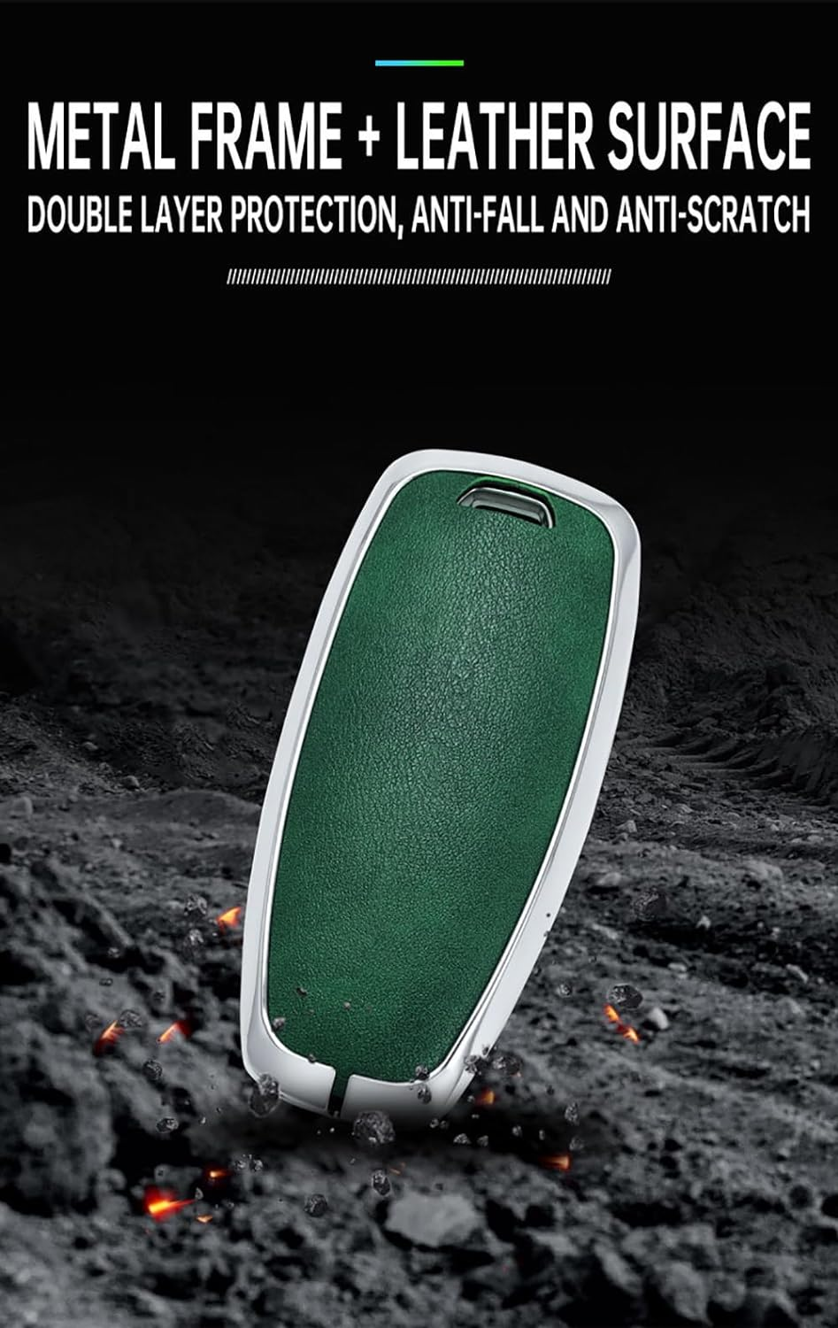 Ontto Alloy Car Key Fob Cover Fit for Hyundai Solaris Sonata Hybrid Nexo NX4 New Grand Santa Fe Tucson 2021 2022 2023 Leather Key Case Shell Key Holder Keyring Keychain Accessories Black image number 6