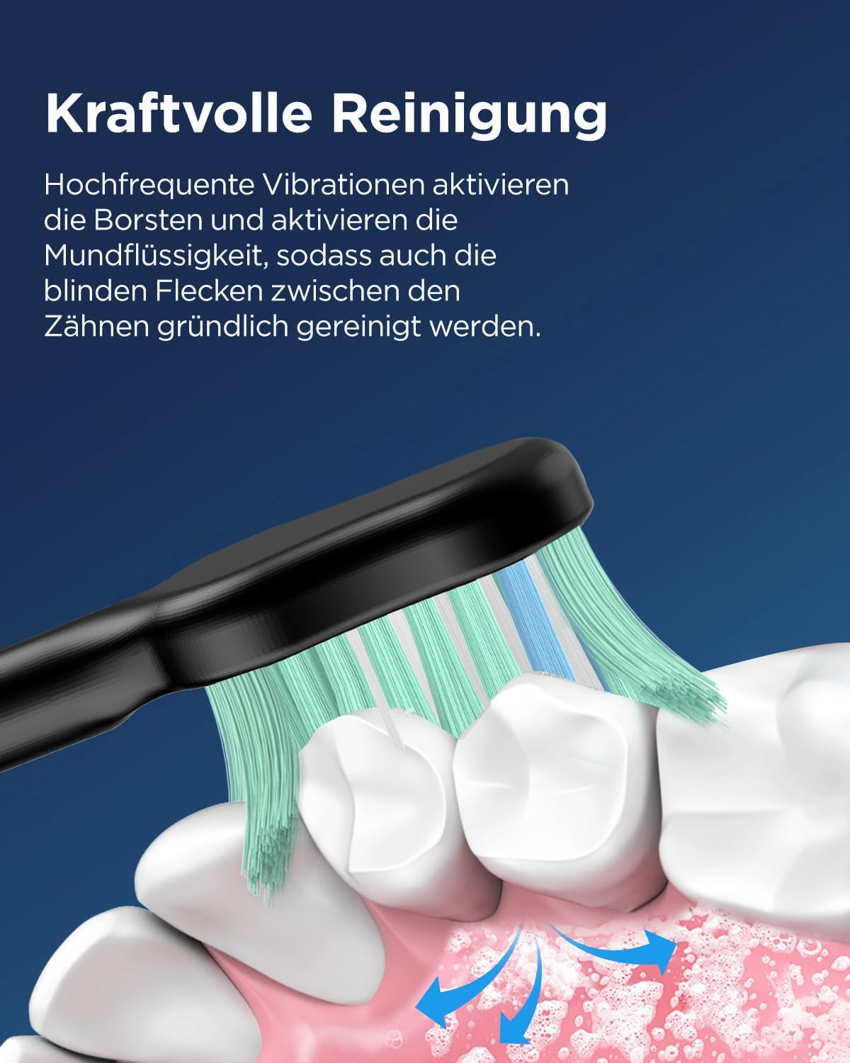 Electric Sonic Toothbrush for Adults & Children, 5 Cleaning Modes with 3 Intensity Levels, Timer, 8 Replacement Brush Heads & Travel Case, Rechargeable Sonic Toothbrush, Black image number 4