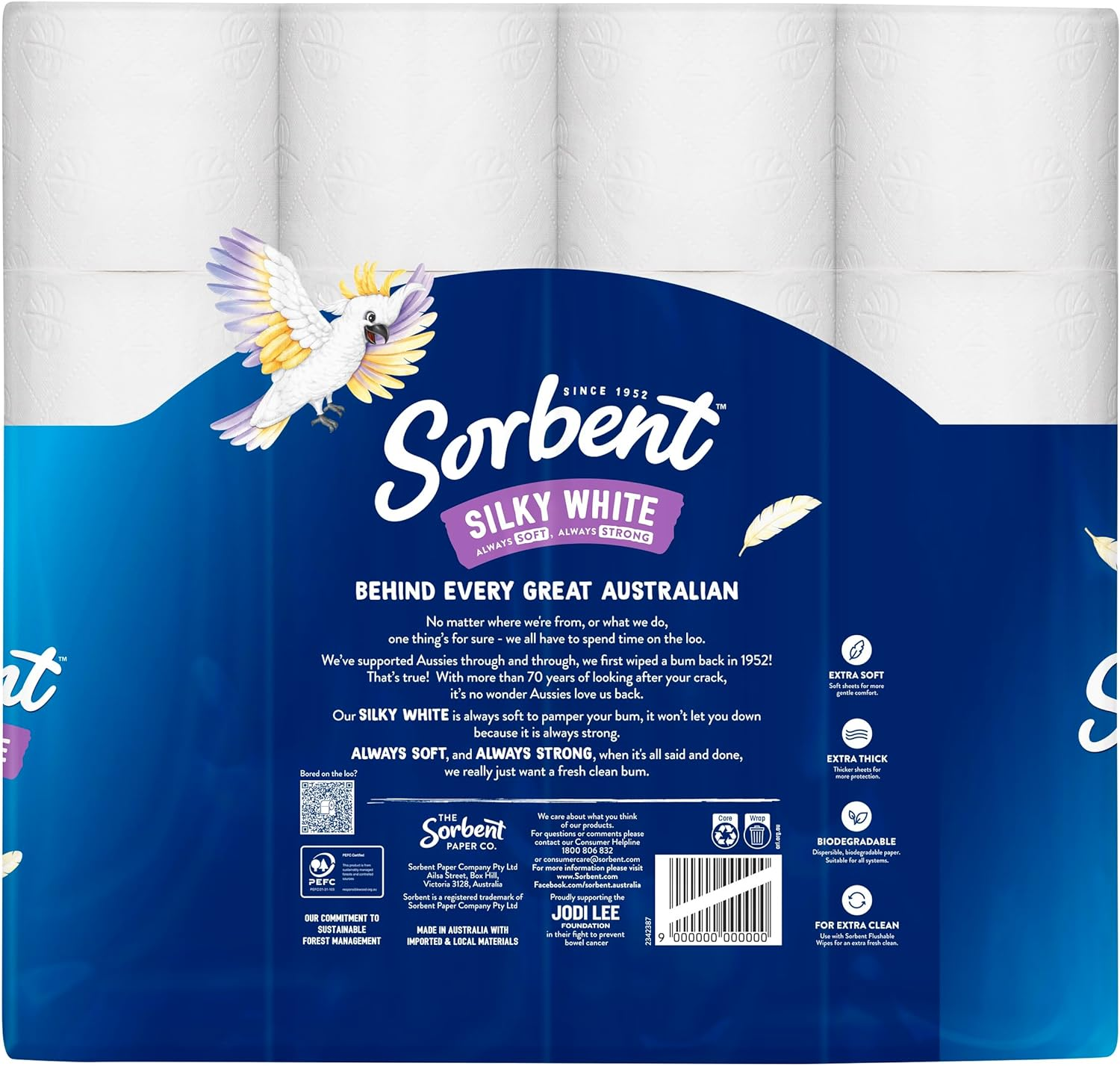 Sorbent 3PLY Silky White Toilet Tissue - 32 Pack image number 1