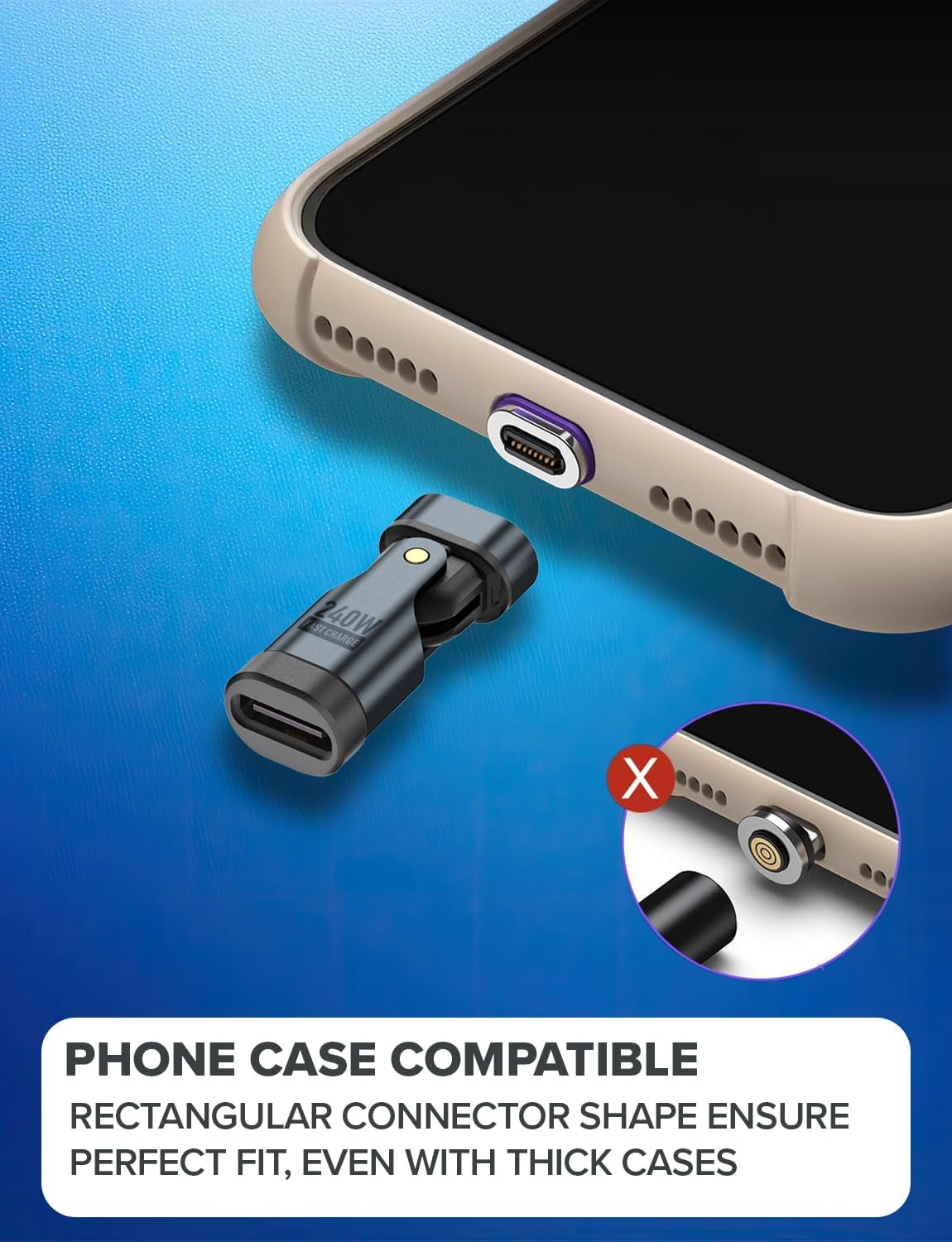 MAGNILINK USB C Magnetic Adapter 180 Degree Right Angle USBC Extender 240W PD Swivel Magnet Charging Connector Type C Breakaway - for Steam Deck, Iphone 15, ROG Ally, Macbook, Switch and More image number 1