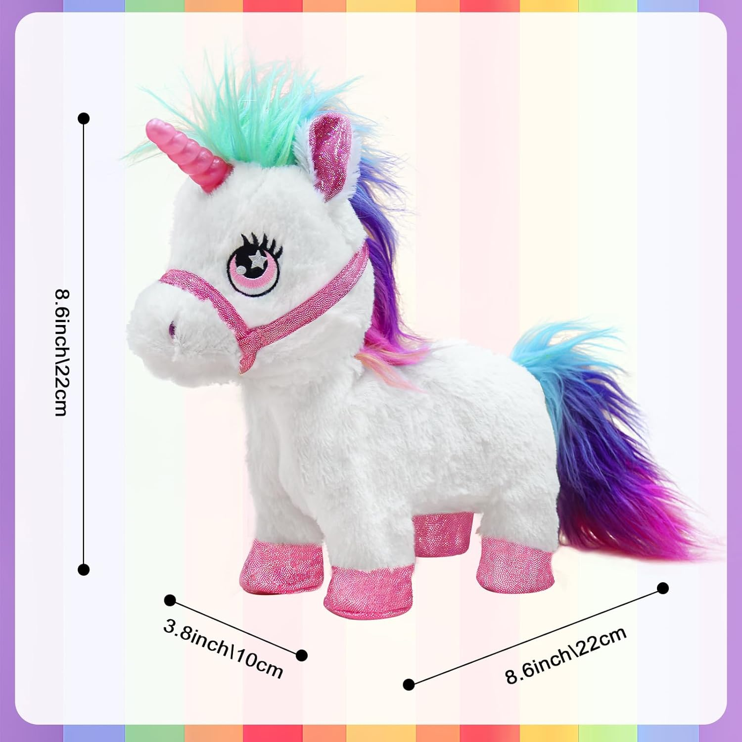 YH YUHUNG Interactive Walking Unicorn Toy, Light-Up Horn, Sound Effects, 22 Cm Height, with Detachable Leash image number 2
