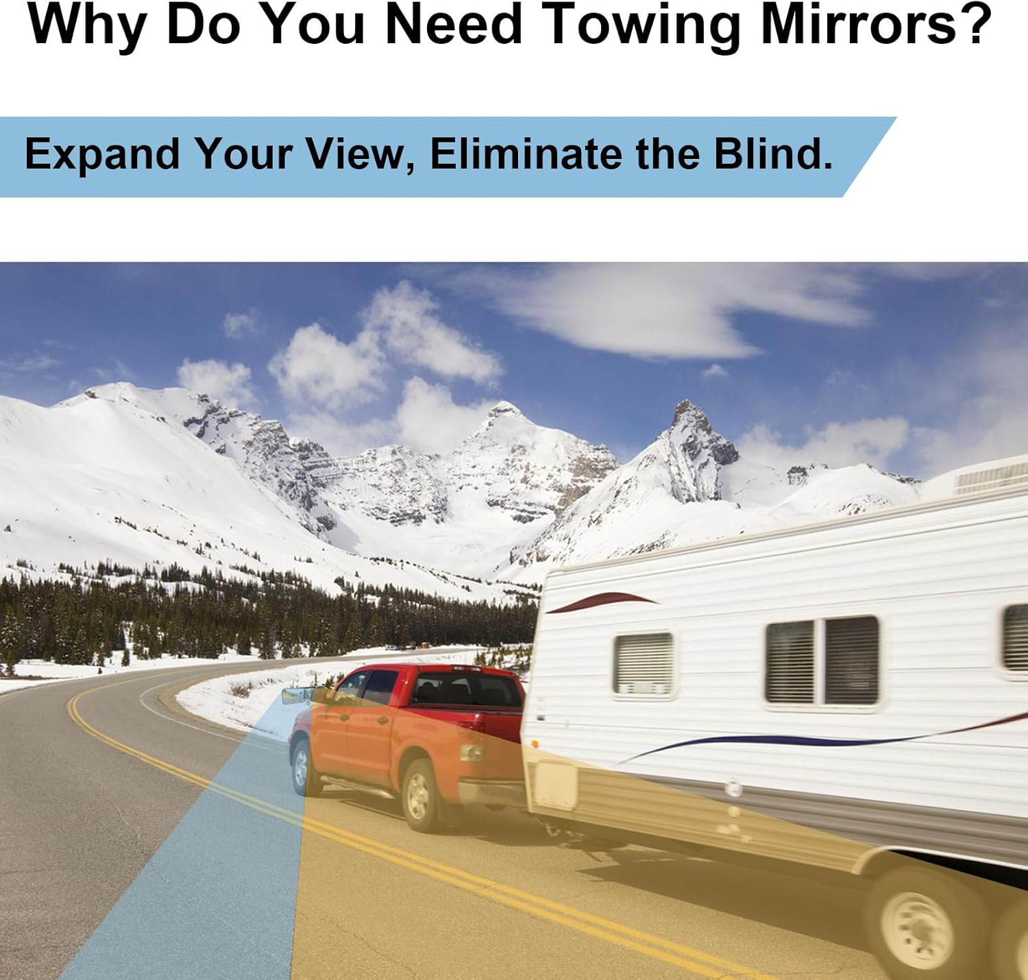 Holakit Advanced Towing Mirrors, Universal Clip-On Truck & RV Trailer Tow Mirrors, Side Mirrors Extenders for Safe Towing Hitch, up to 7 Inches Extension, 360 Degree Adjustable for Wide Vision, 1 Pair image number 2