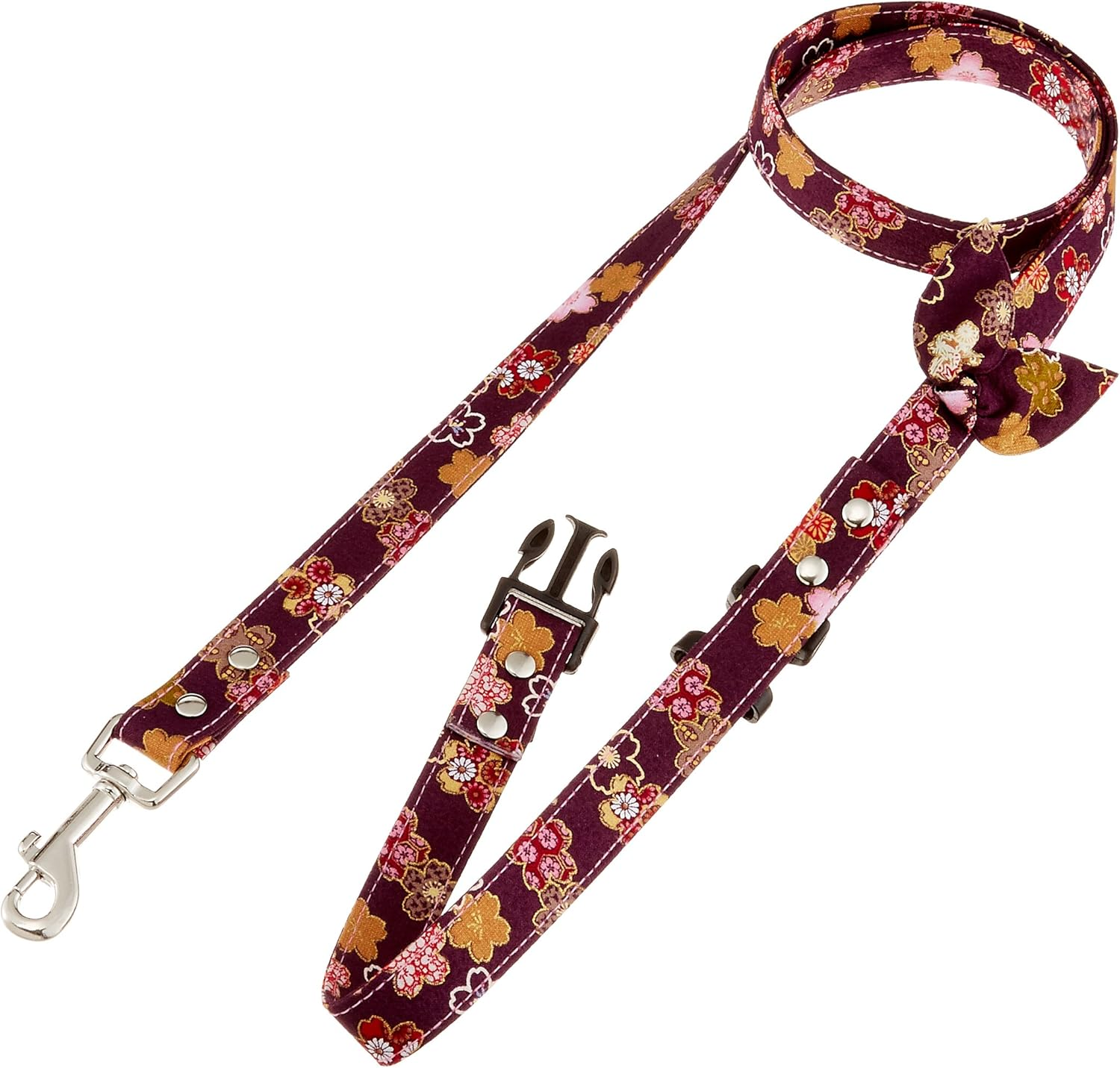 Dog Amo.K 920031-3 Leash, Japanese Floral Ribbon, Large, Purple