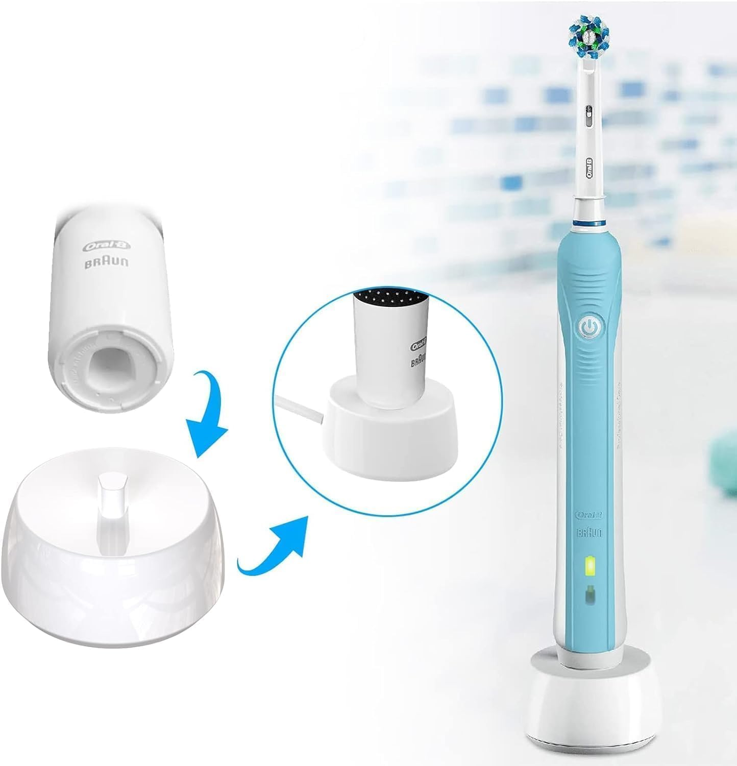 USB Charger Base for Oral-B Braun Electric Toothbrush，Replacement 5V USB 3757 Charger for Oral-B,Portable Travel Charging Base image number 5