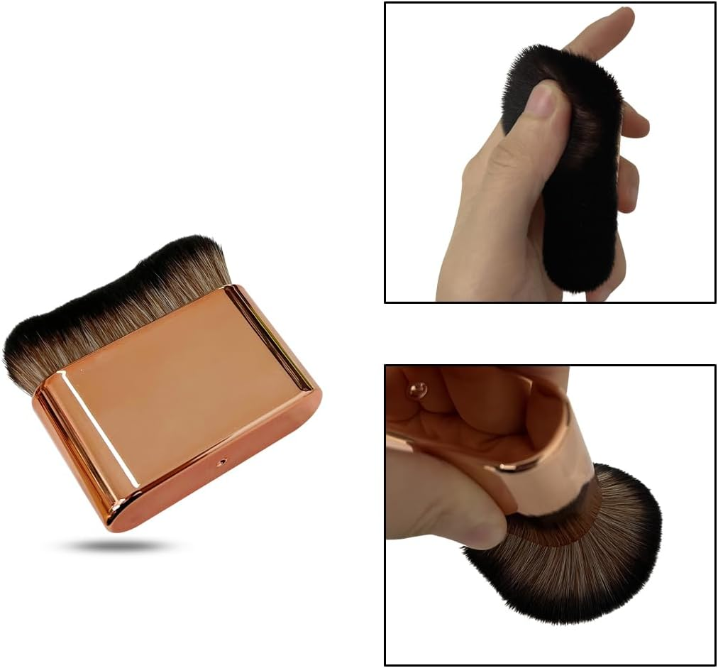 2PCS Body Tanning Brush Siren Makeup Brush ，Large Kabuki Foundation Body Makeup Brush for Fake Tan Face,Body & Leg Makeup(Rose Gold, Bright Black) - Black image number 7