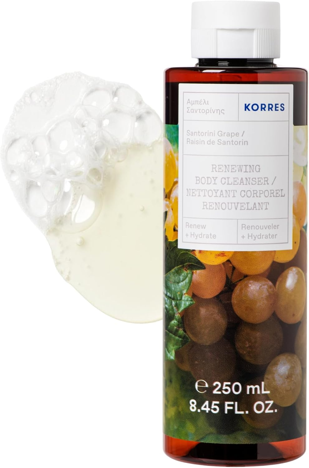 Korres Santorini Grape Renewing Body Cleanser, 250 Ml (Pack of 1)