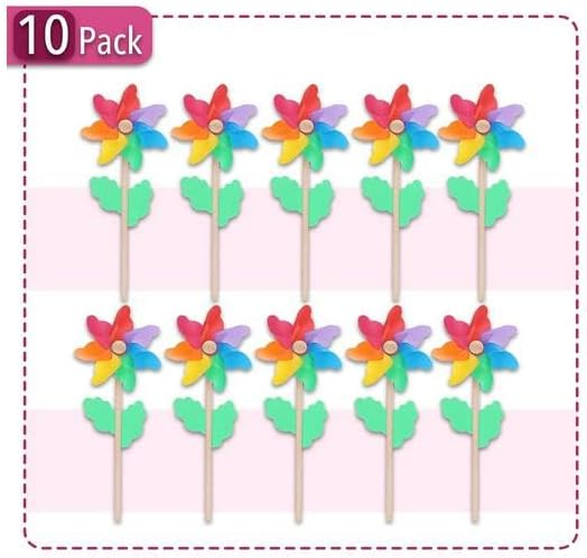 Acemediarainbow Flower Pinwheels, 10 Pack, Pinwheels for Yard and Garden, Pinwheels for Kids, Wind Pinwheel, Flower Wind Spinners, Garden Pinwheels Spinners, Yard Pinwheels, image number 1