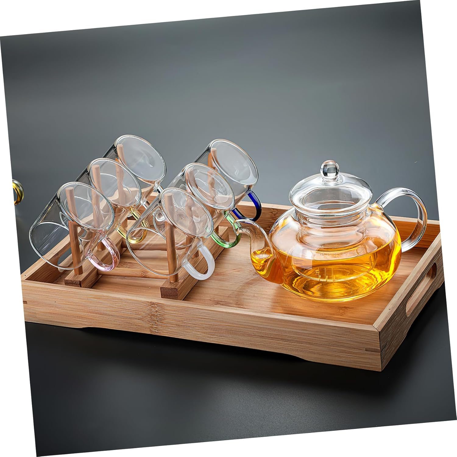 FELTECHELECTR 2Pcs Bamboo Draining Rack Storage Rack Mug Holder Stand Dish Drainer Home Organizer image number 5