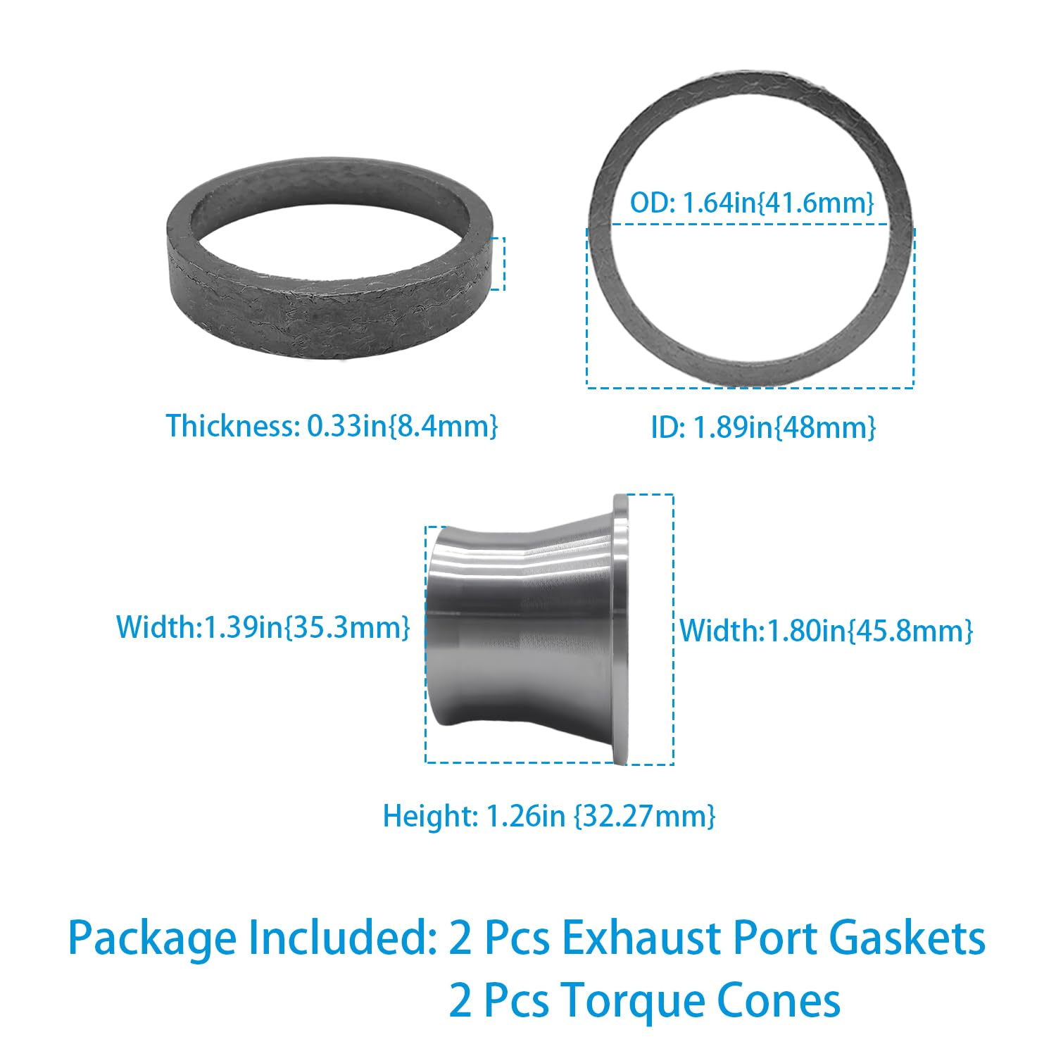 Exhaust Port Torque Cones Gasket Seal Kit Compatible for Harley Big Twin Sportster 883/1200 1986-2017 Dyna FXD Softail Touring Exhau image number 4