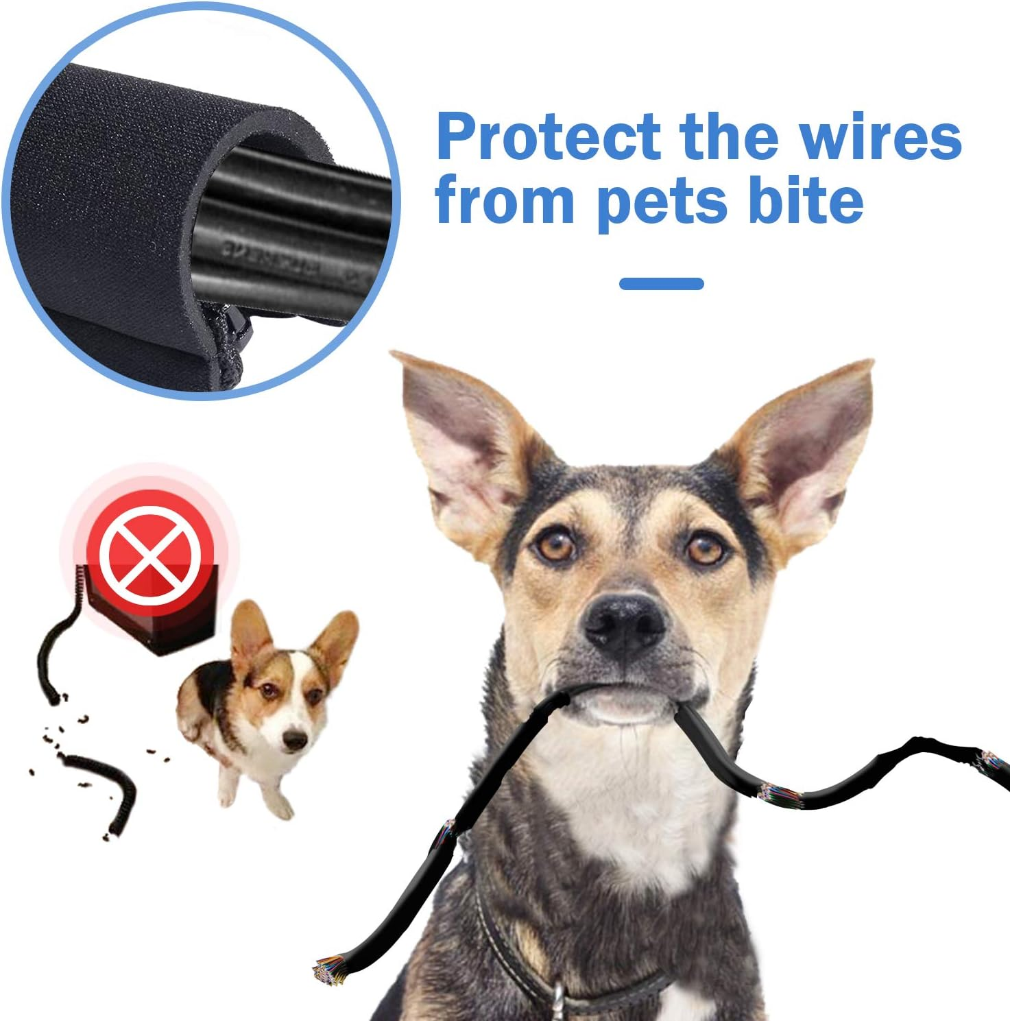 JOTO Cable Management Sleeve, Cord Management System for Tv/Computer/Home Entertainment, 19-20 Inch Flexible Cable Sleeve Wrap Cover Organizer, 6 Piece -Black image number 3