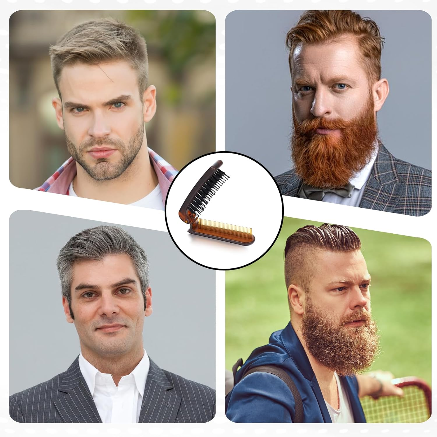 Travel Folding Hair Brush, Collapsible Portable Pocket Nylon Bristle Hairbrush with Fine Tooth Comb Mini Wet Hair Brush for Men and Women Kids Thick Thin Curly Straight Hair, Restore Shine image number 3