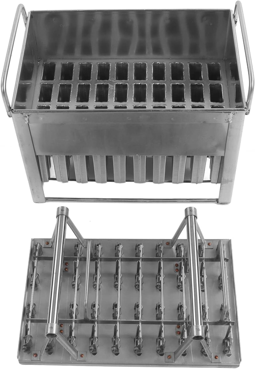 Jiawu Metal Popsicle Moulds, 75Ml Stainless Steel Ice Cream Moulds, 40Pcs Ice Lolly Models, Ice Bar Makers, Food Class Silver Ice Mould for Home, Business, Industry