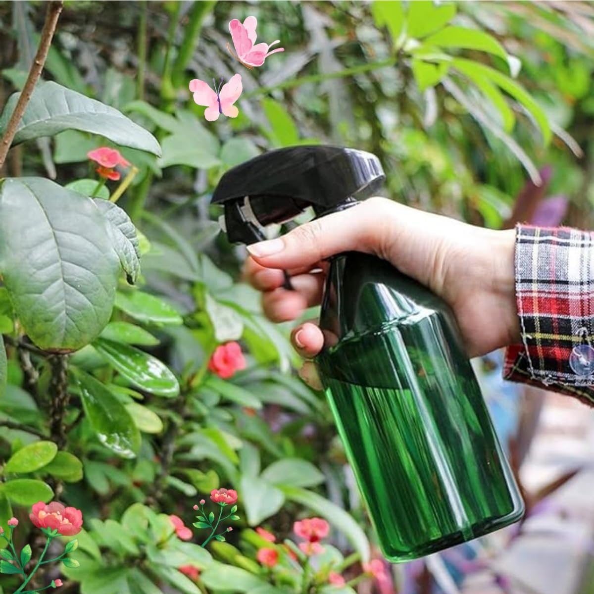 2PCS Plant Spray Bottles, Garden Spray 300Ml / 10Oz Water Spray Bottle for Garden Cleaning Solution, Top Pump Trigger Water, Clear Green image number 2