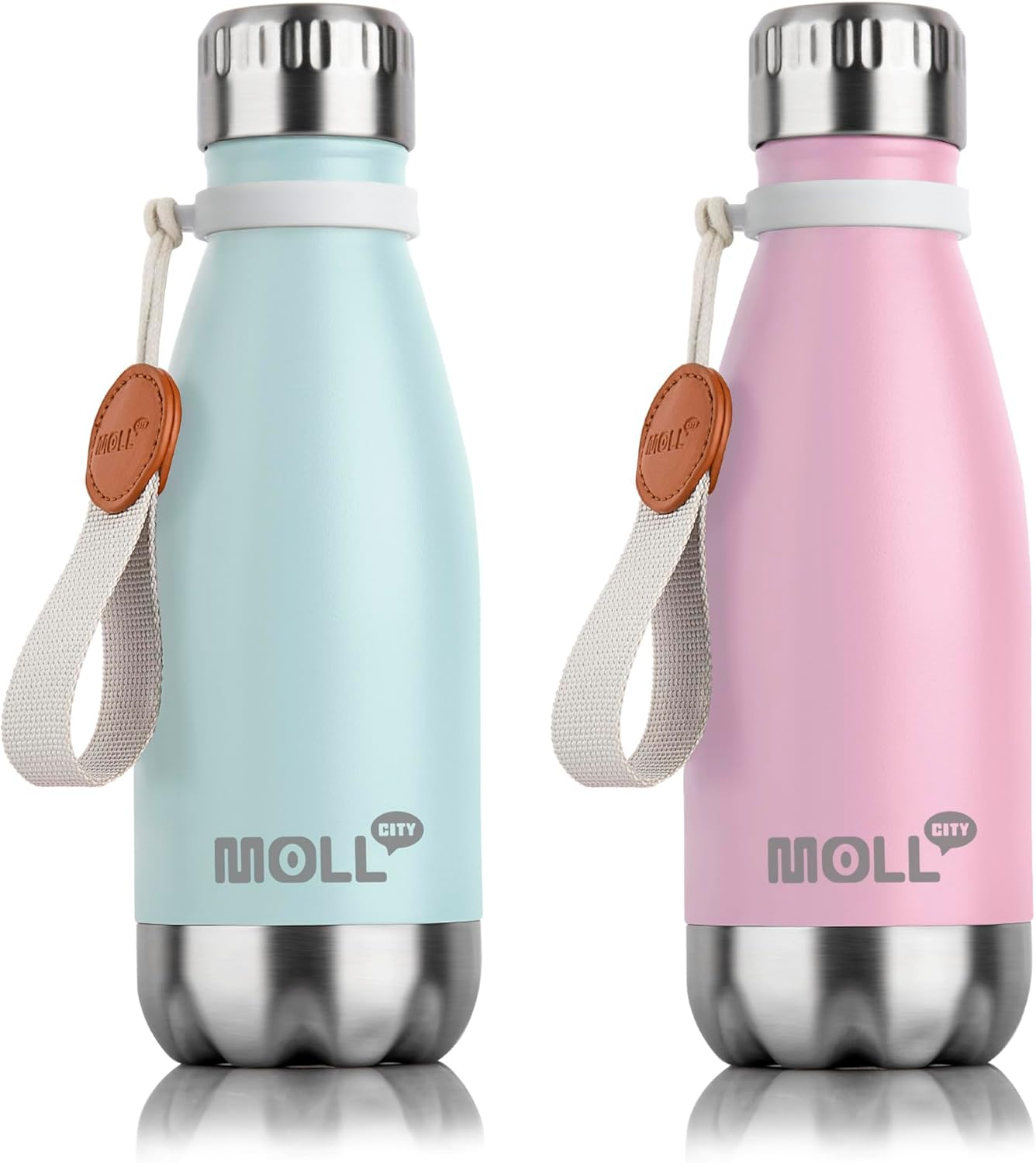 Kids Water Bottle, 350ML Stainless Steel Vacuum Insulated Small Water Bottle for Kids Leak Proof (Silver)