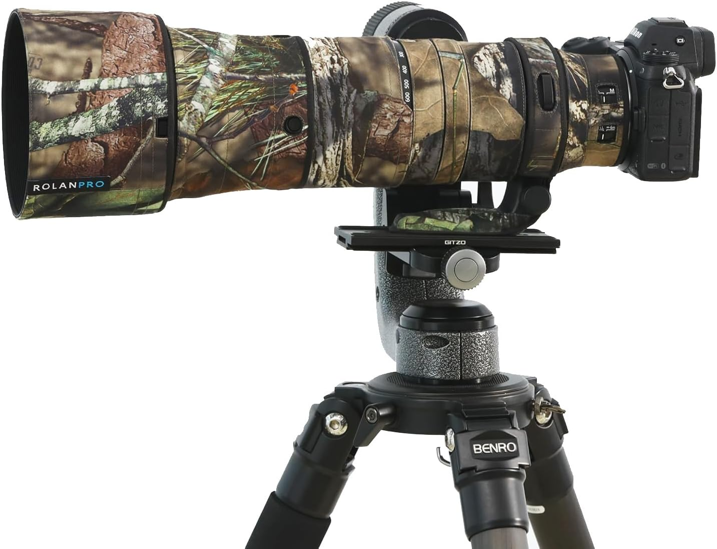 Rolanpro Lens Camouflage Coat for Nikon Z 180-600Mm F/5.6-6.3 VR Cover Lens Protective Sleeve Case-#39 Grass - 18 Black Camo image number 3