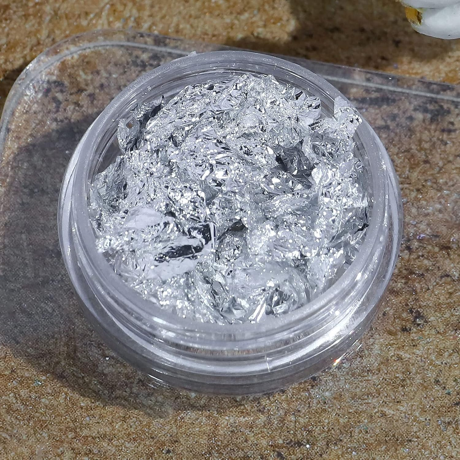 YIGZYCN 2 Boxes Gold Silver Foil Art Decoration Sticker Irregular Foil Sticker Paper 3D Flake Manicure