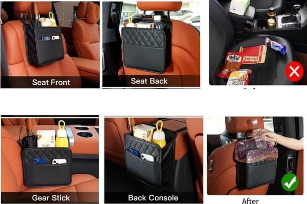 Beiqilian 2 PCS Backseat Car Organizer,Car Seat Back Hanging Bag Car Document Holder Multi-Pocket Bottle Bag,Multi-Pocket All Purpose Car Trip Bag Storage Box (2) image number 4