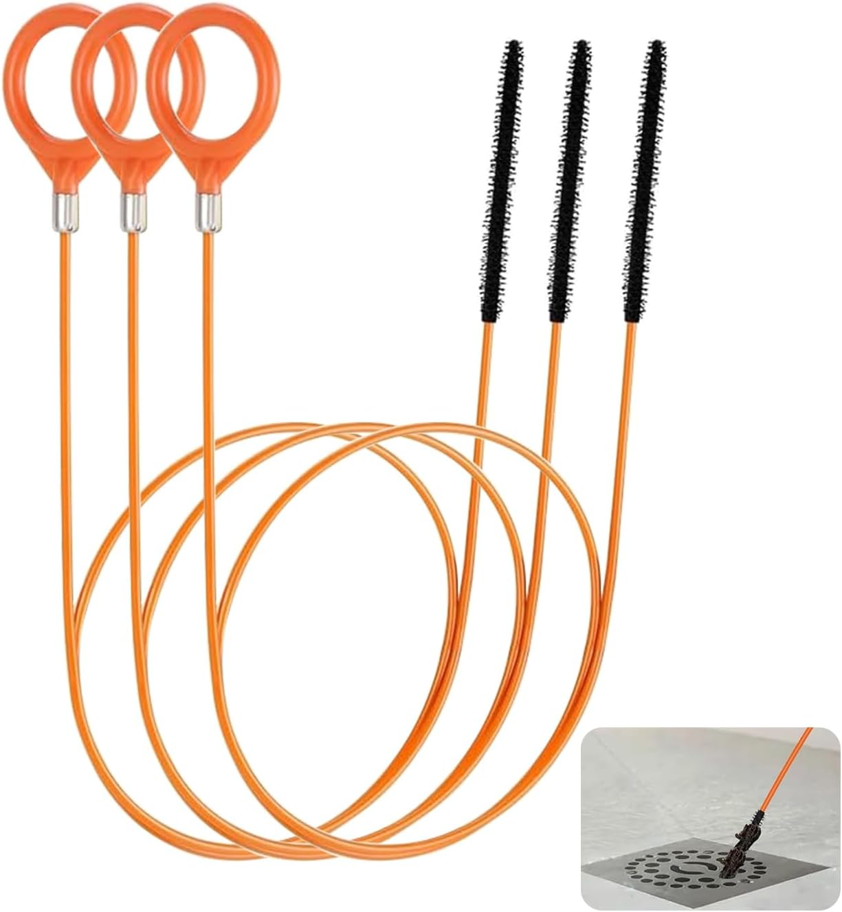 130 CM Sink Snake Hair Drain Clog Remover, Anti-Break Steel with Nylon Coating Flexible Shower Drain Cleaning Tool Plumbing Snake for Shower Drain, Kitchen Bathtub, Bathroom Sink Cleaning (3 Pack image number 1