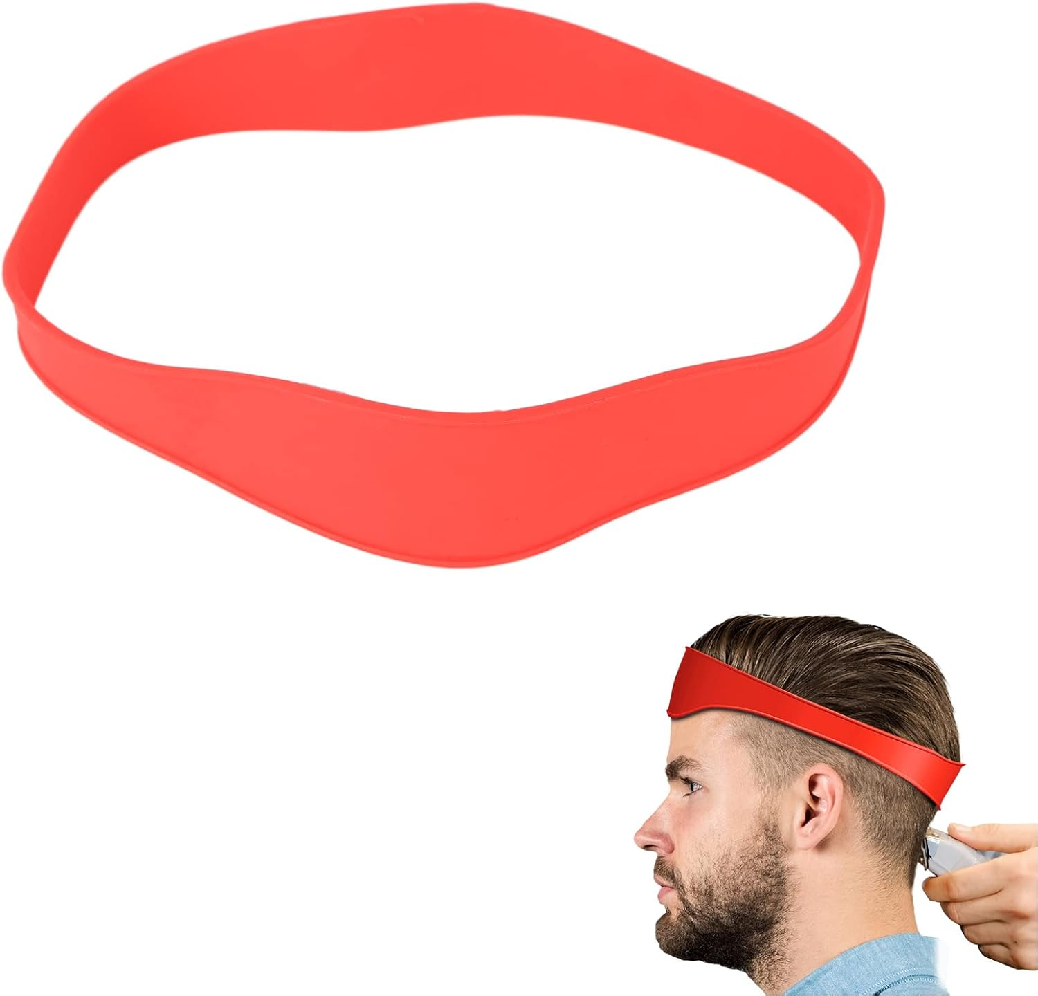 Neckline Shaving Template, Hair Trimming Guide, Curved Silicone Headband for DIY Home Haircuts, Hair Cutting Guide Haircut Band, Buzz, Fade and Taper Guide for Clippers (Black)