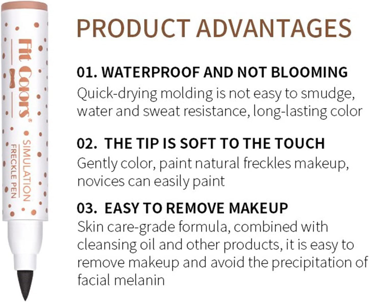 MKNZOME Freckle Pen, 2 Pieces Natural Lifelike Dot Spot Pen, Quick-Drying Waterproof Longlasting Freckle Makeup Pen for Natural Effortless Sunkissed Makeup (Dark &Light Brown) image number 6