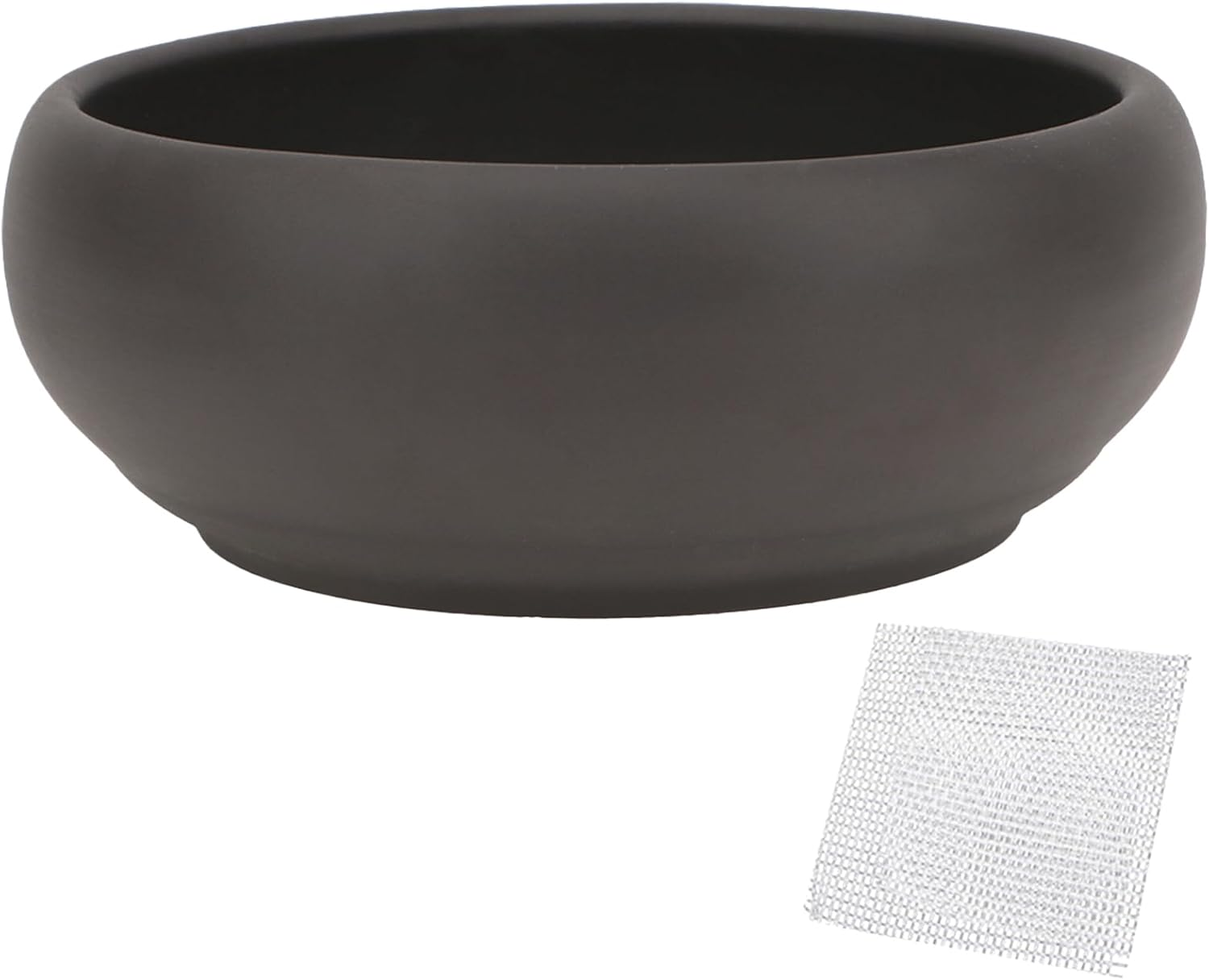 Happy Bonsai Pot 6" Unglazed round Ceramic Succulent Planter + Drainage Screen image number 2