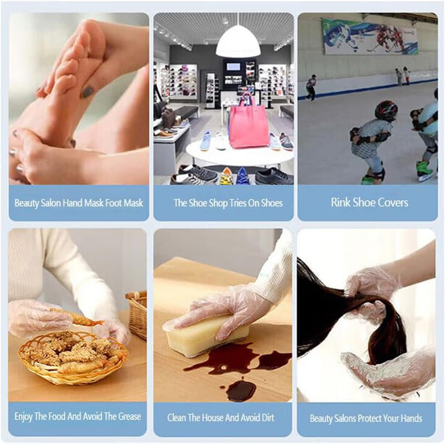 200PCS Disposable Plastic Foot Covers - Non-Slip Spa & Shoe Protectors for Pedicure, Salon, Clinic, Home Use - Hygienic Paraffin Liners, Shoe Trial Socks image number 5