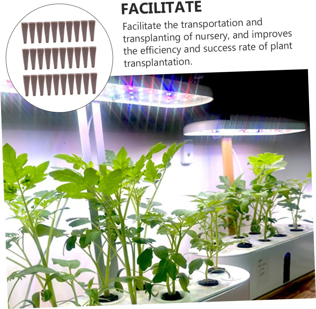 FUNOMOCYA Bio-Charcoal Nutrient Blocks for Soilless Cultivation, 50Pcs Compression Nature Pellets, Suitable for Hydroponic Gardening and Plant Nursery Supplies image number 3