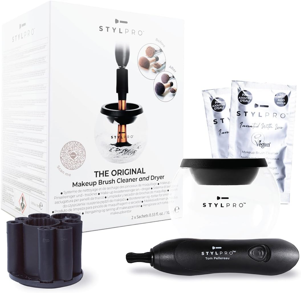 STYLPRO Premium Electric Makeup Brush Cleaner & Dryer Machine Including Spinning Device & Professional Brush Cleanser Solution, Fits Most Brushes, Clean and Dry Brushes in Seconds, Award Winning image number 6