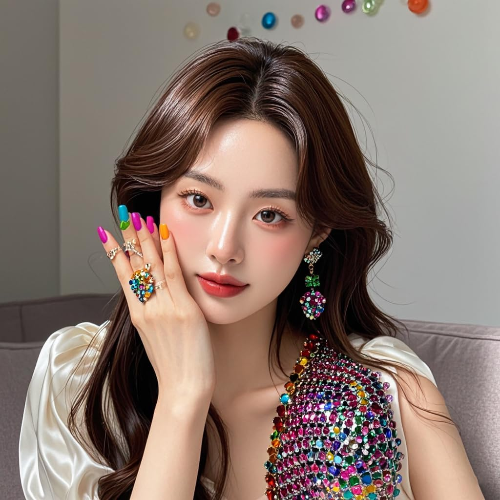 Mix Sizes 300Pcs Crystal Clear AB Nail Art Rhinestones DIY Non Hotfix Flatback Acrylic Nail Stones Gems for 3D Nails Art Decorations Lake Blue AB - Dark Blue Ab image number 3