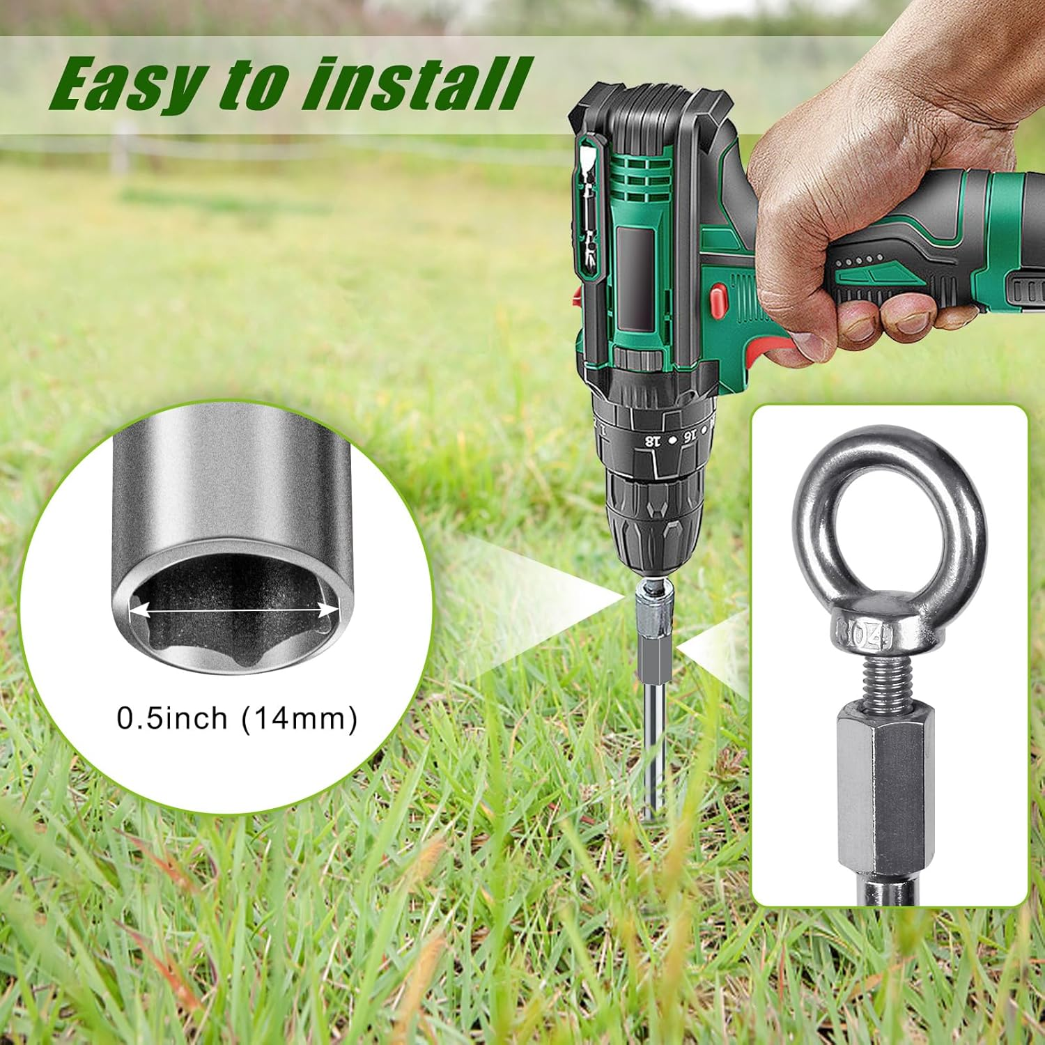 Insaga 18'' Fully Welded Ground Anchors Screw In, Wider Spiral Earth Anchor for Swing Set, 4Pcs Mobile Home Anchors, Wind Resistant Trampoline Wind Anchors, Ground Anchors for Sheds - 18" 2 Pack image number 4