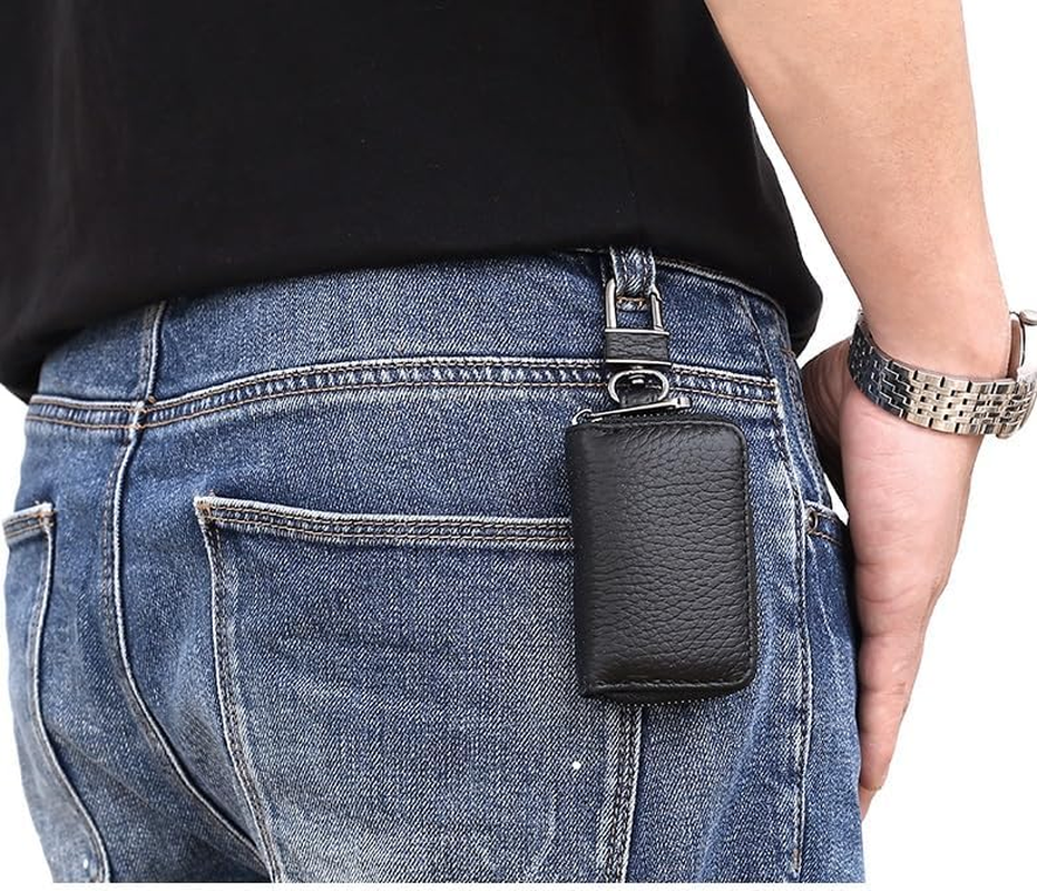 Elegant Car Key Cover, Leather Key Fob Case with Zipper image number 4