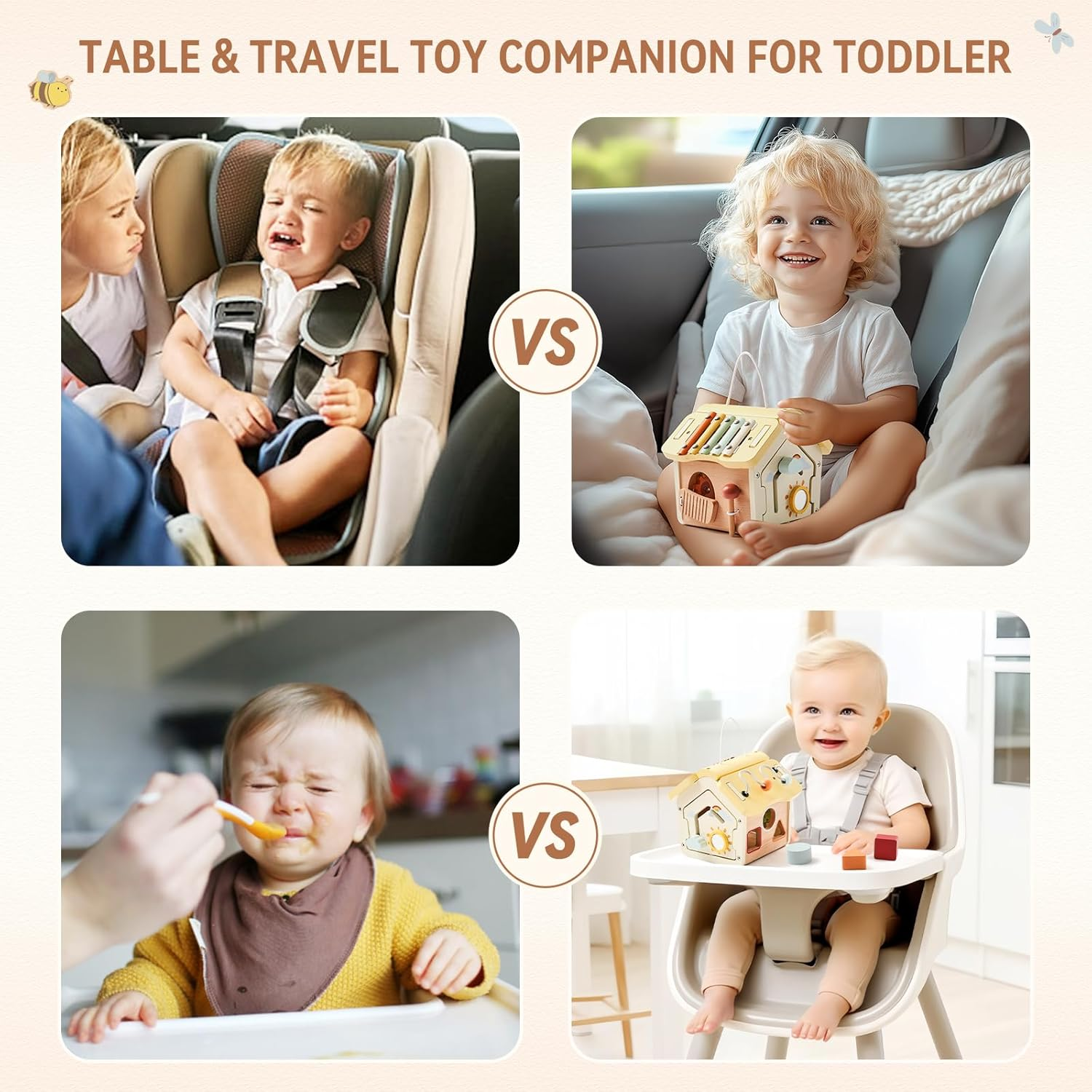 Wooden Activity Cube Toys for Baby Sensory Toys for Toddlers 2-3 Multipurpose Educational Learning Shape Sorter Montessori Toy to Baby Gifts image number 5