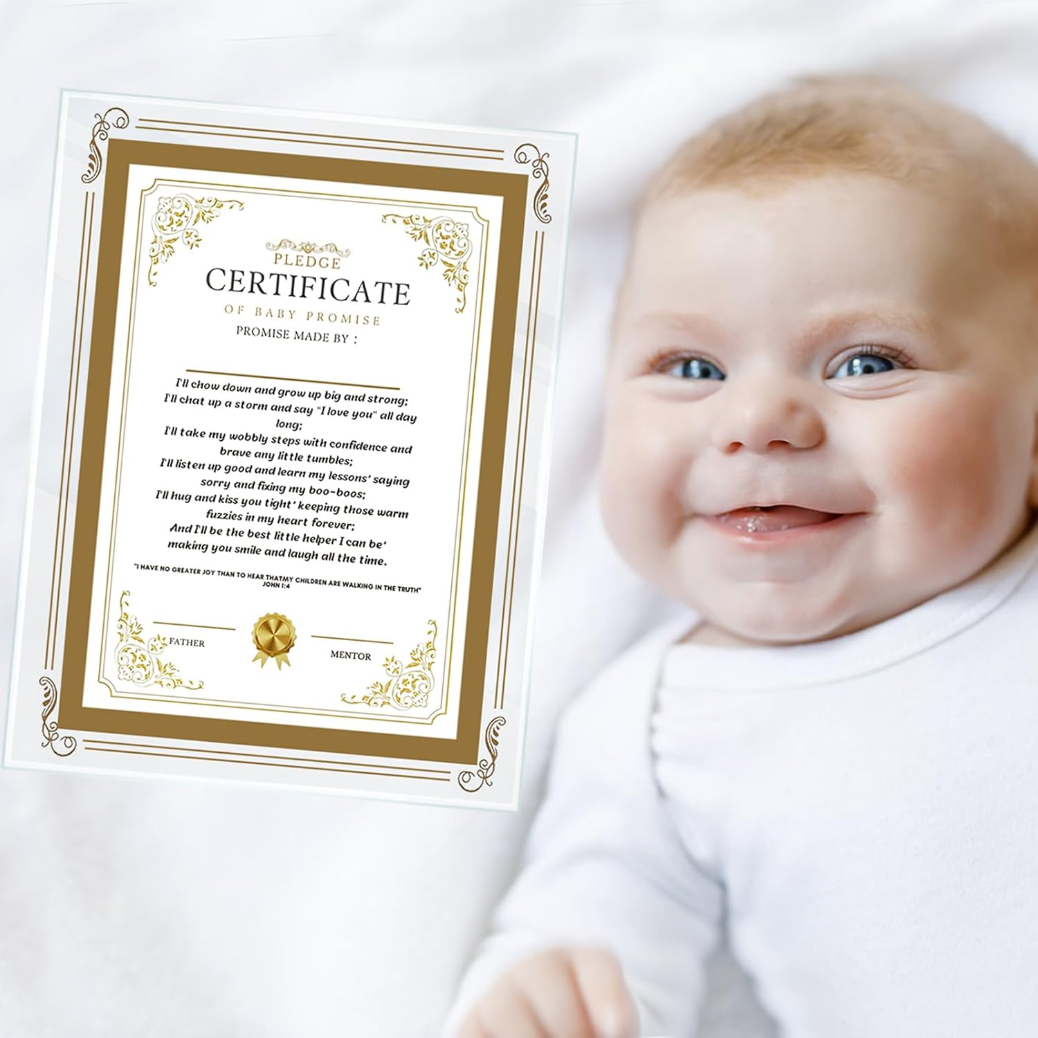New Parents Gifts, First Time Parents Gifts, Baby Keepsake - Including Baby Commitment, Certificate and Glass Photo Frame image number 4